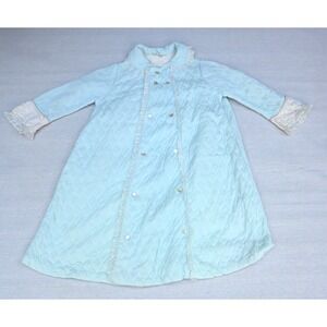 Neusteters Womens Vintage Blue Diamond Quilted Robe Peter Pan Collar  Lace Cozy